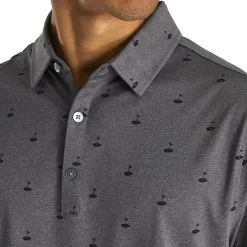 FootJoy Athletic Fit Lisle Golf Print Mens Golf Polo -Golf Equipment Library 17793 HEATHRCHARCOAL 2 80ec3240 c9e6 4a5f 8089 82220bf691d1