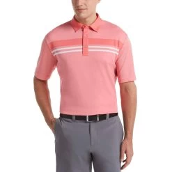 Callaway Birdseye Block Mens Golf Polo -Golf Equipment Library 17876 SUNKISTCORAL