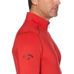 Callaway Swing Tech Outlast Mens Golf 1/4 Zip -Golf Equipment Library 17878 LYCHEE 1