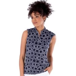 NVO Layla Mock Navy Womens Golf Polo