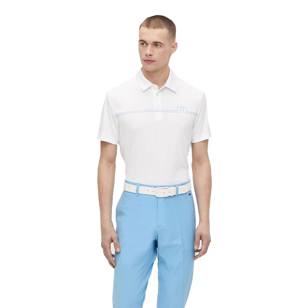 J.Lindeberg J. Lindeberg Clay Regular Fit White Mens Golf Polo 1 J.Lindeberg J. Lindeberg Clay Regular Fit White Mens Golf Polo