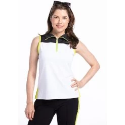 Kinona Sunny Days Womens Sleeveless Golf Polo -Golf Equipment Library 19661 WHITEBLACK