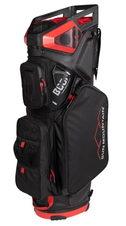 Sun Mountain 2023 Boom Bag Golf Cart Bag With Speakers -Golf Equipment Library 2023 BoomCart 230393 black red