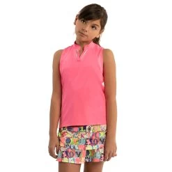 Lucky In Love Birdie Girls Sleeveless Golf Polo -Golf Equipment Library 20455 NEONPINK648