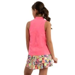 Lucky In Love Birdie Girls Sleeveless Golf Polo -Golf Equipment Library 20455 NEONPINK648 2