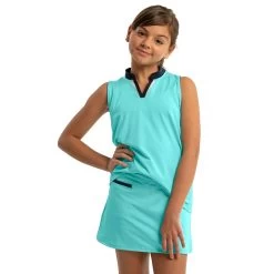 Lucky In Love Birdie Girls Sleeveless Golf Polo -Golf Equipment Library 20455 OPAL470