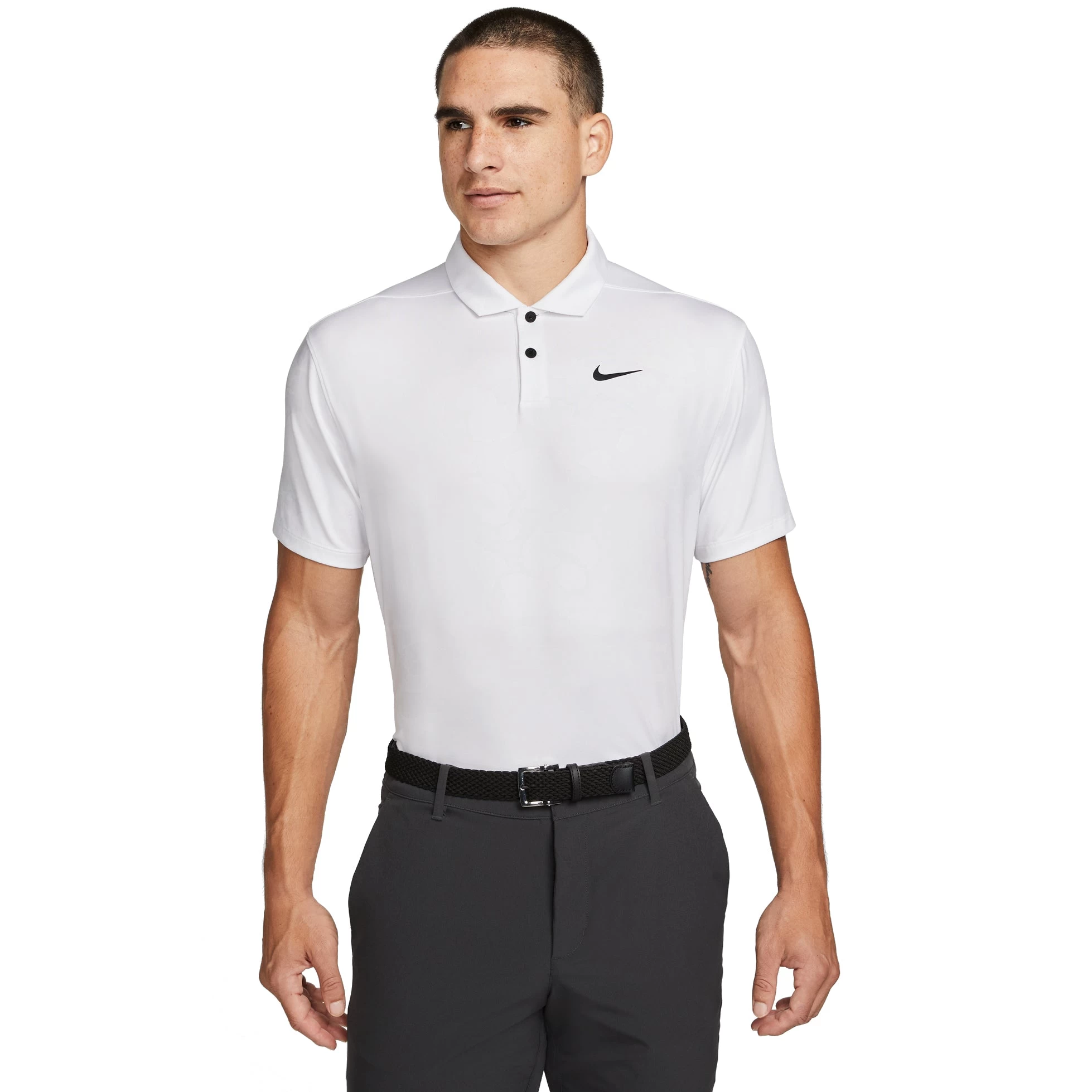 Nike Dri-FIT Vapor GRFX White Mens Golf Polo 1 Nike Dri-FIT Vapor GRFX White Mens Golf Polo