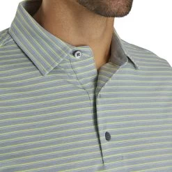 FootJoy Lisle Classic Stripe Heather Grey Mens Golf Polo 5 FootJoy Lisle Classic Stripe Heather Grey Mens Golf Polo -Golf Equipment Library 21479 HEATHERGREY 2