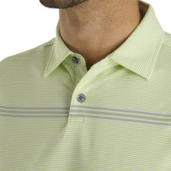 FootJoy Lisle Engineered Pinstripe White-Lime Mens Golf Polo 5 FootJoy Lisle Engineered Pinstripe White-Lime Mens Golf Polo -Golf Equipment Library 21480 WHITELIMEGREY 2