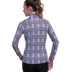 EP New York Glen Plaid Black Multi Mock Womens Golf 1/4 Zip -Golf Equipment Library 21503 BLACKMULTI003 2