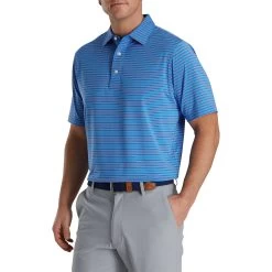 FootJoy Stretch Lisle Pinstripe French Blue Mens Golf Polo
