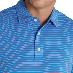 FootJoy Stretch Lisle Pinstripe French Blue Mens Golf Polo 5 FootJoy Stretch Lisle Pinstripe French Blue Mens Golf Polo -Golf Equipment Library 21656 FRBLUHPNKWT 2