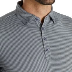 FootJoy Feeder Stripe Jersey Heather Smoke Mens Longsleeve Golf Polo -Golf Equipment Library 22719 HTHSMKHTHGRY 2