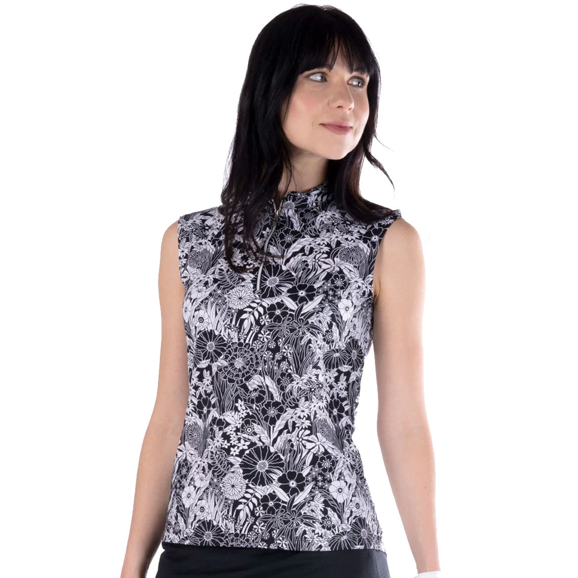 NVO Leticia Black Womens Sleeveless Golf Polo 1 NVO Leticia Black Womens Sleeveless Golf Polo