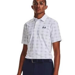 Under Armour Playoff 3.0 Printed Mens Golf Polo -Golf Equipment Library 31143 WHITE102