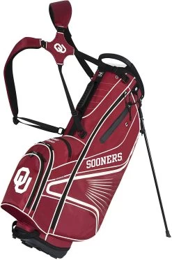 NCAA Collegiate The Gridiron III Team Effort Stand Bag -Golf Equipment Library Gridiron III Stand Bag Oklahoma Sooners