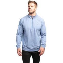 TravisMathew Zachary Mens Golf 1/2 Zip -Golf Equipment Library ZACHARY HTHLIGHTBLUE